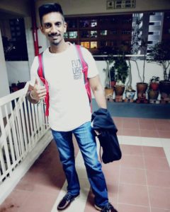 Coach Kumar in the HDB lobby after his rejuvenating trip
