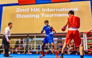 Hanurdeen in the heat of a match at the 2nd HK International Boxing Tournament.